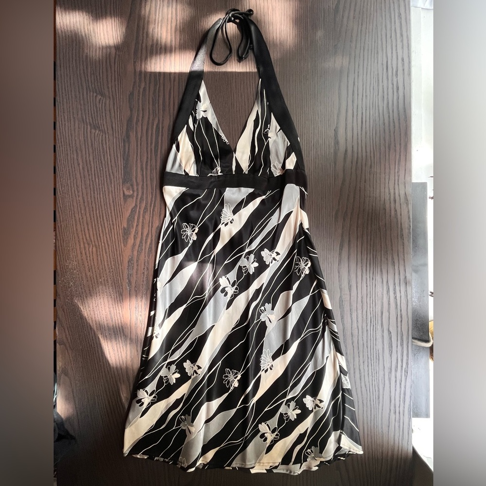 Bebe Black and Silver Halter Dress